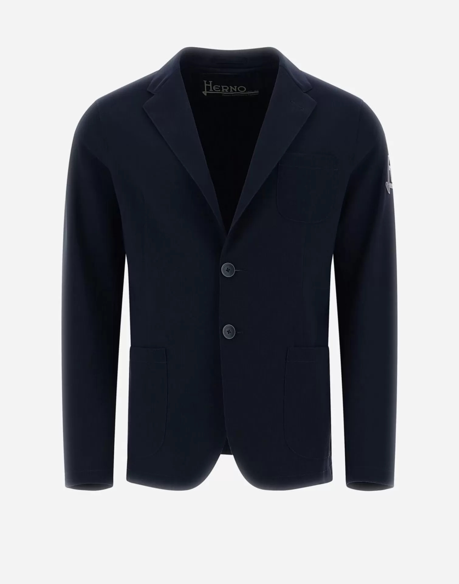 Herno Blazer In Scuba Leggero Non Lavato Blu Navy Clearance