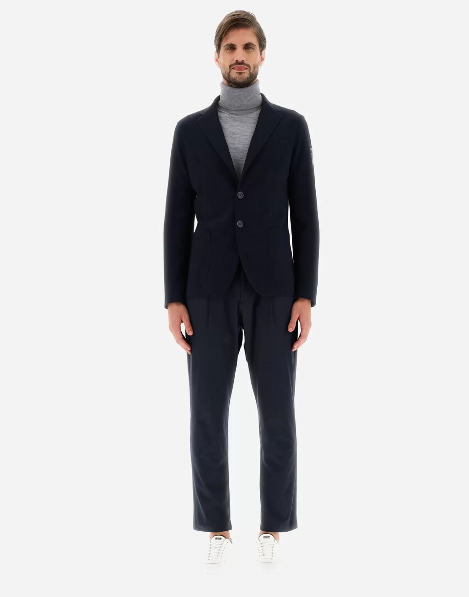 Herno Blazer In Scuba Leggero Non Lavato Blu Navy Clearance