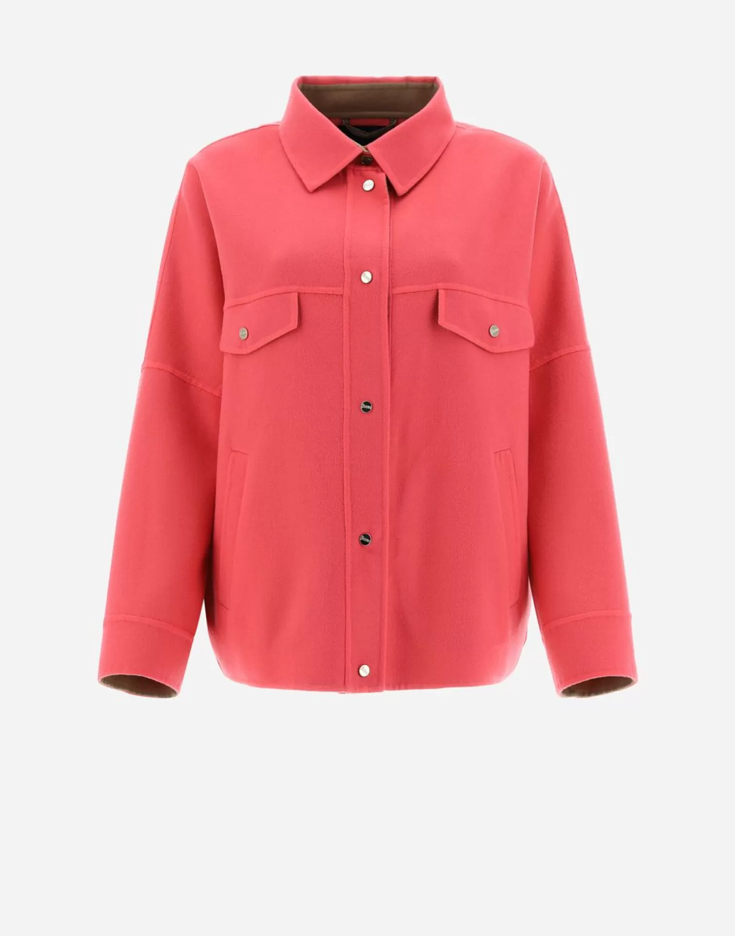 Herno Bomber In Lana Double Rosa Fluo/Cammello Cheap