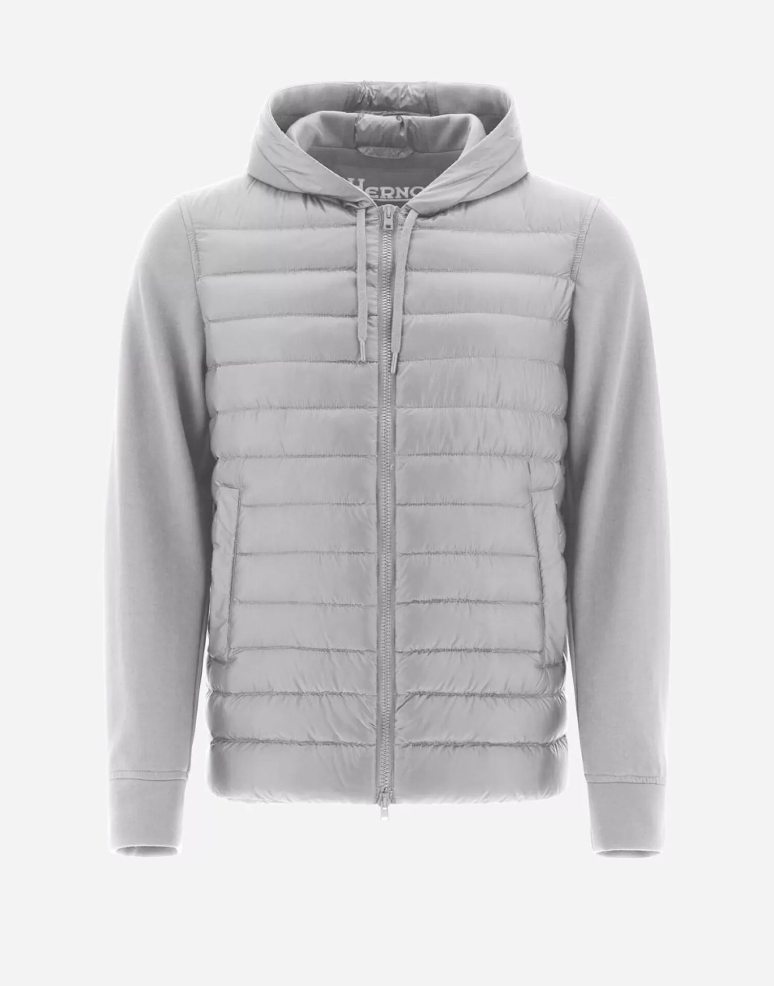 Herno Bomber In Nylon Ultralight E Felpa Grigio Chiaro Flash Sale