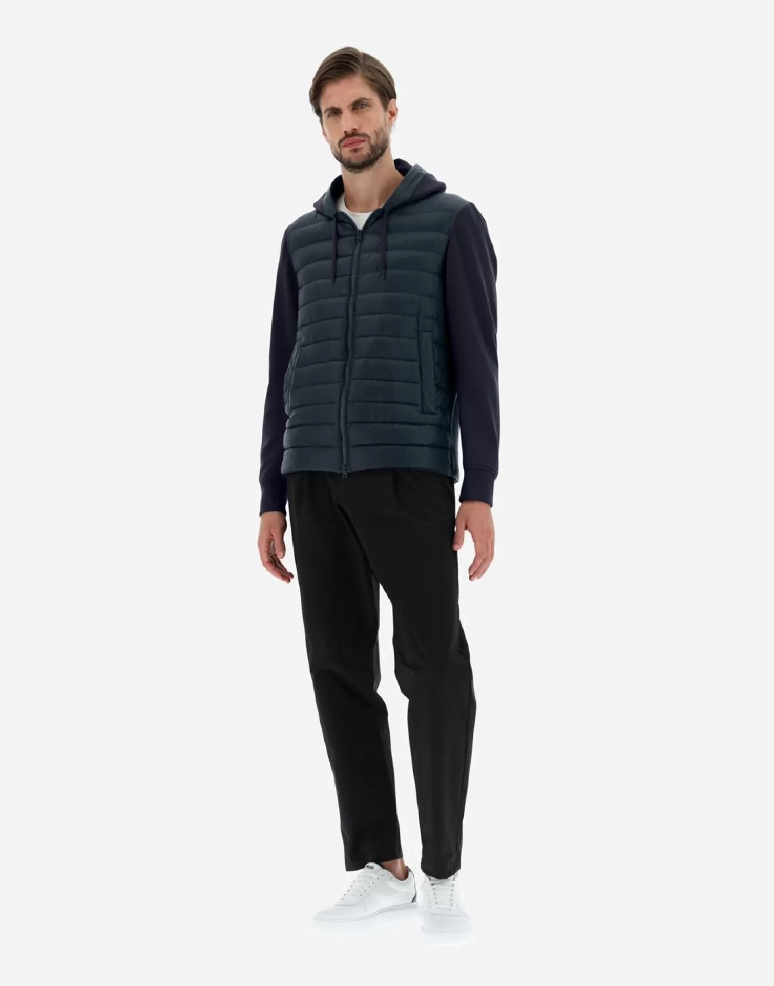 Herno Bomber In Nylon Ultralight E Felpa Blu Navy Store