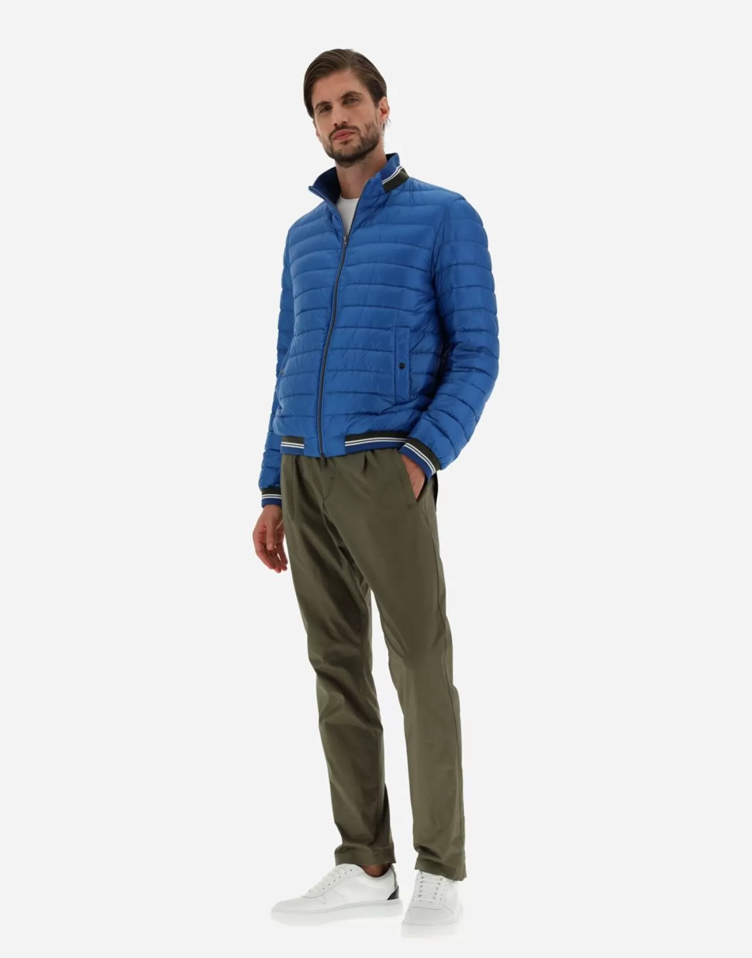 Herno Bomber In Nylon Ultralight E Maglia Turchese Outlet