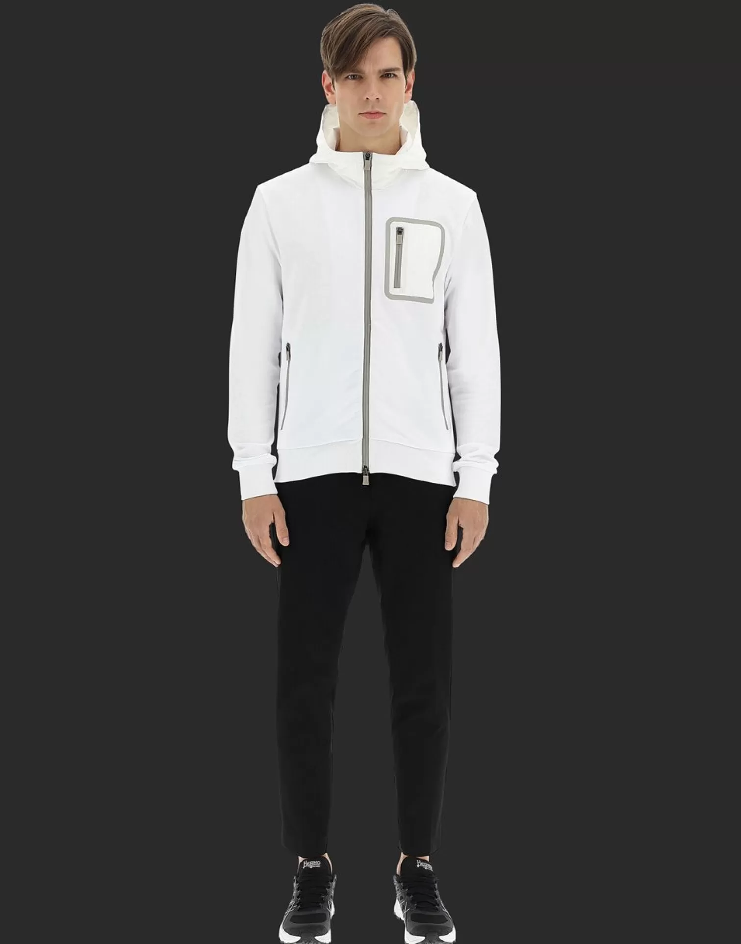 Herno Bomber Laminar Cotton Sweater Bianco Best