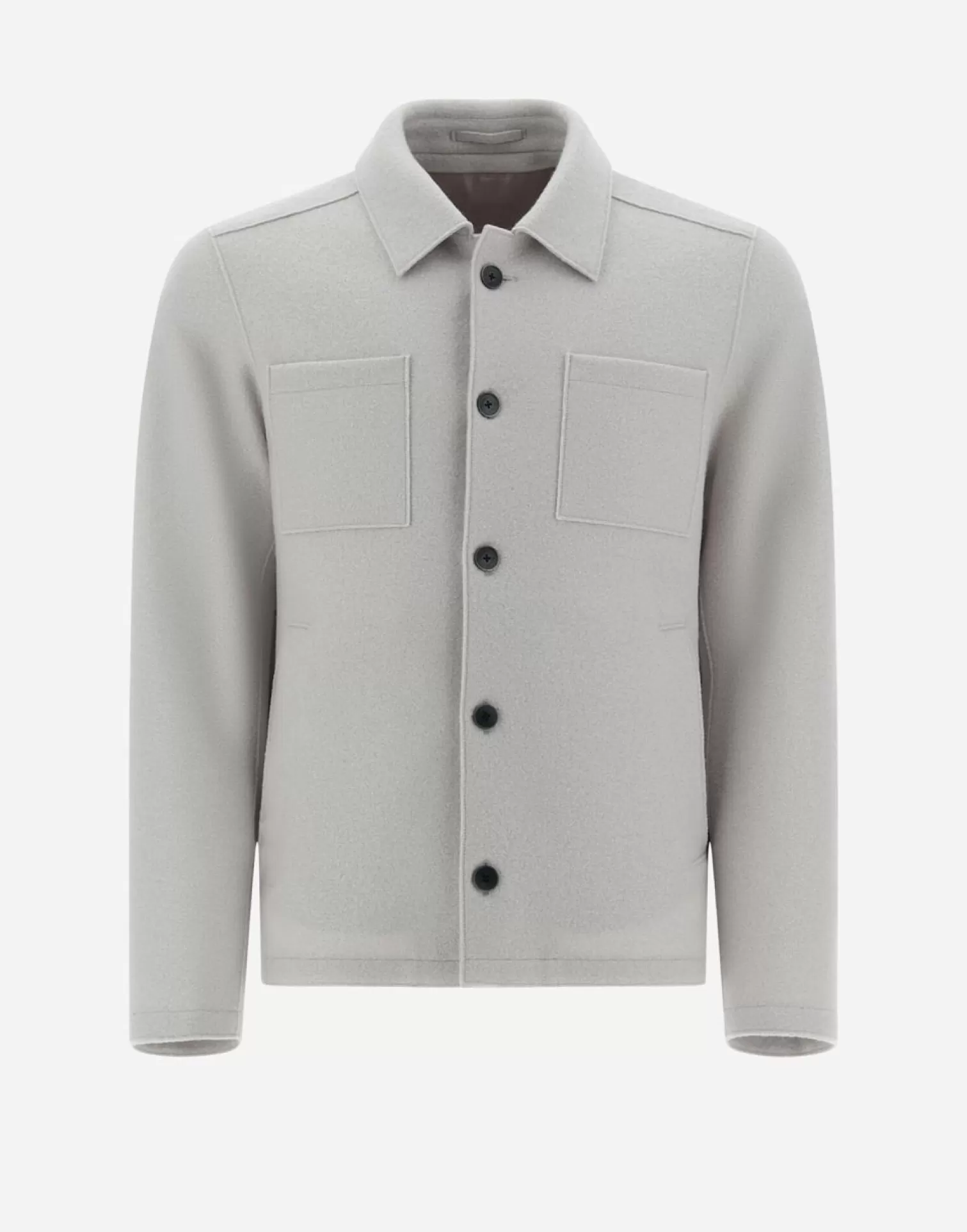 Herno Camicia Resort In Light Boiled Wool Chantilly Sale