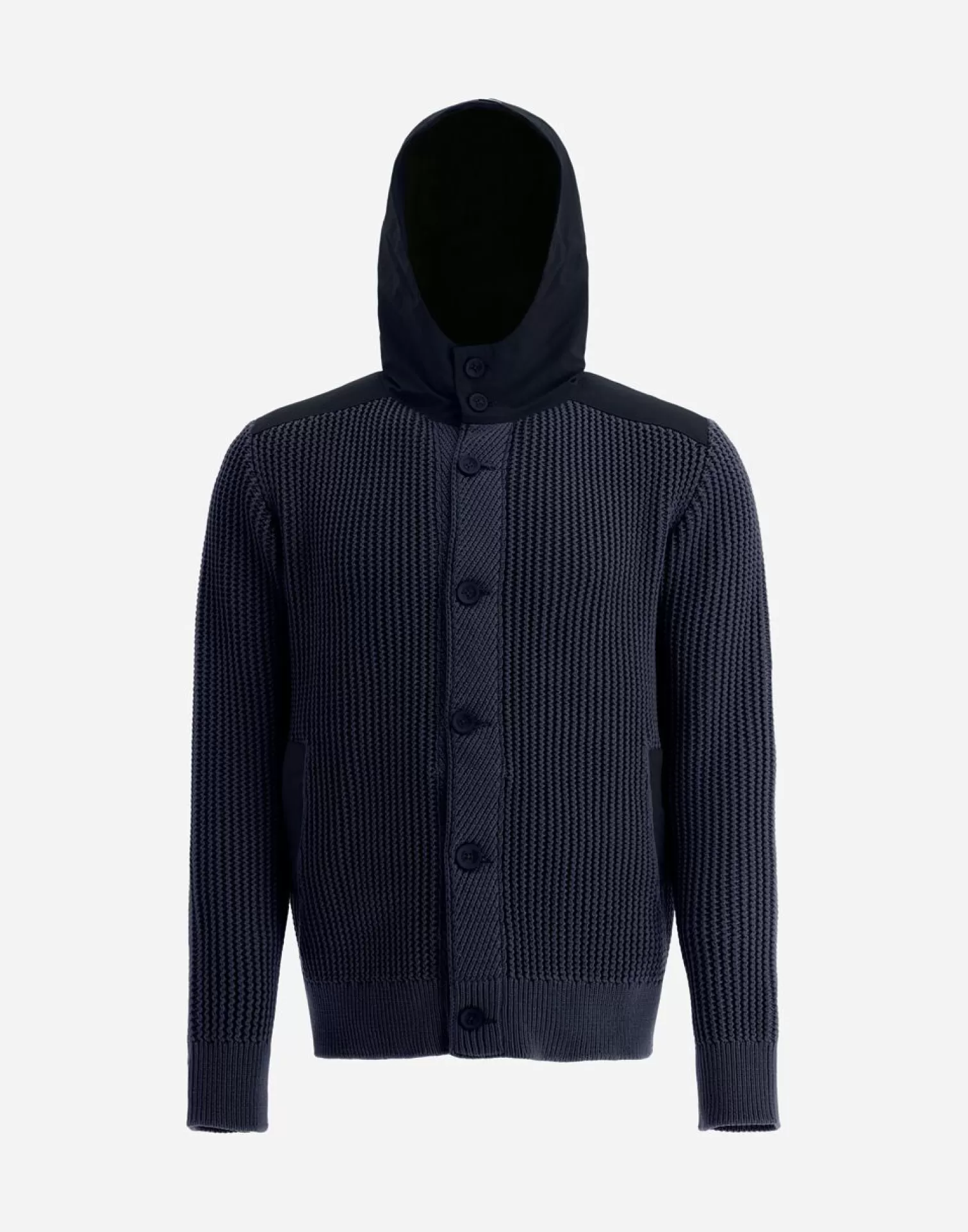 Herno Cardigan In Zig Zag Stitch E Plaster Blu Navy Best