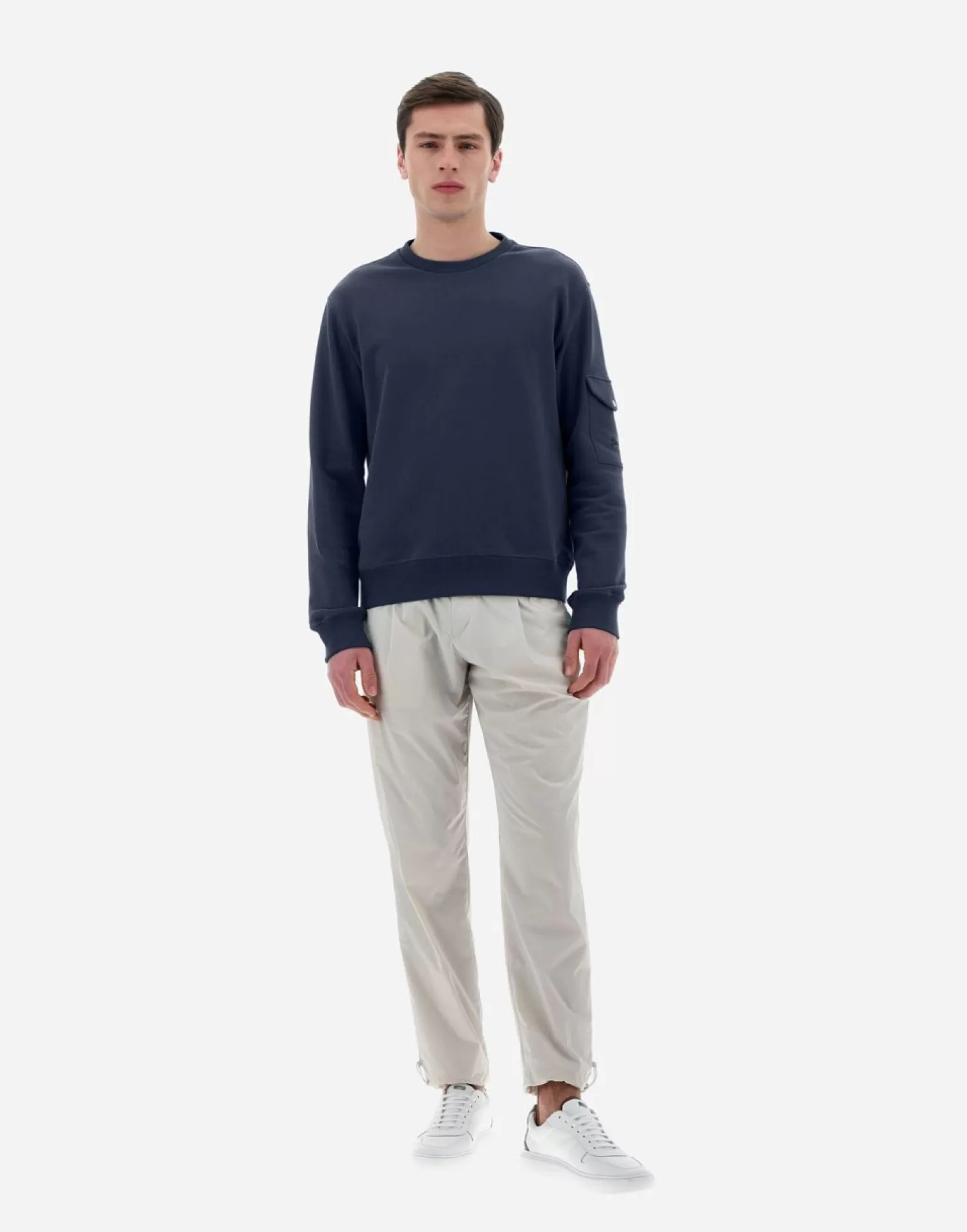 Herno Felpa Resort In Cotton Sweater Blu Resort Store