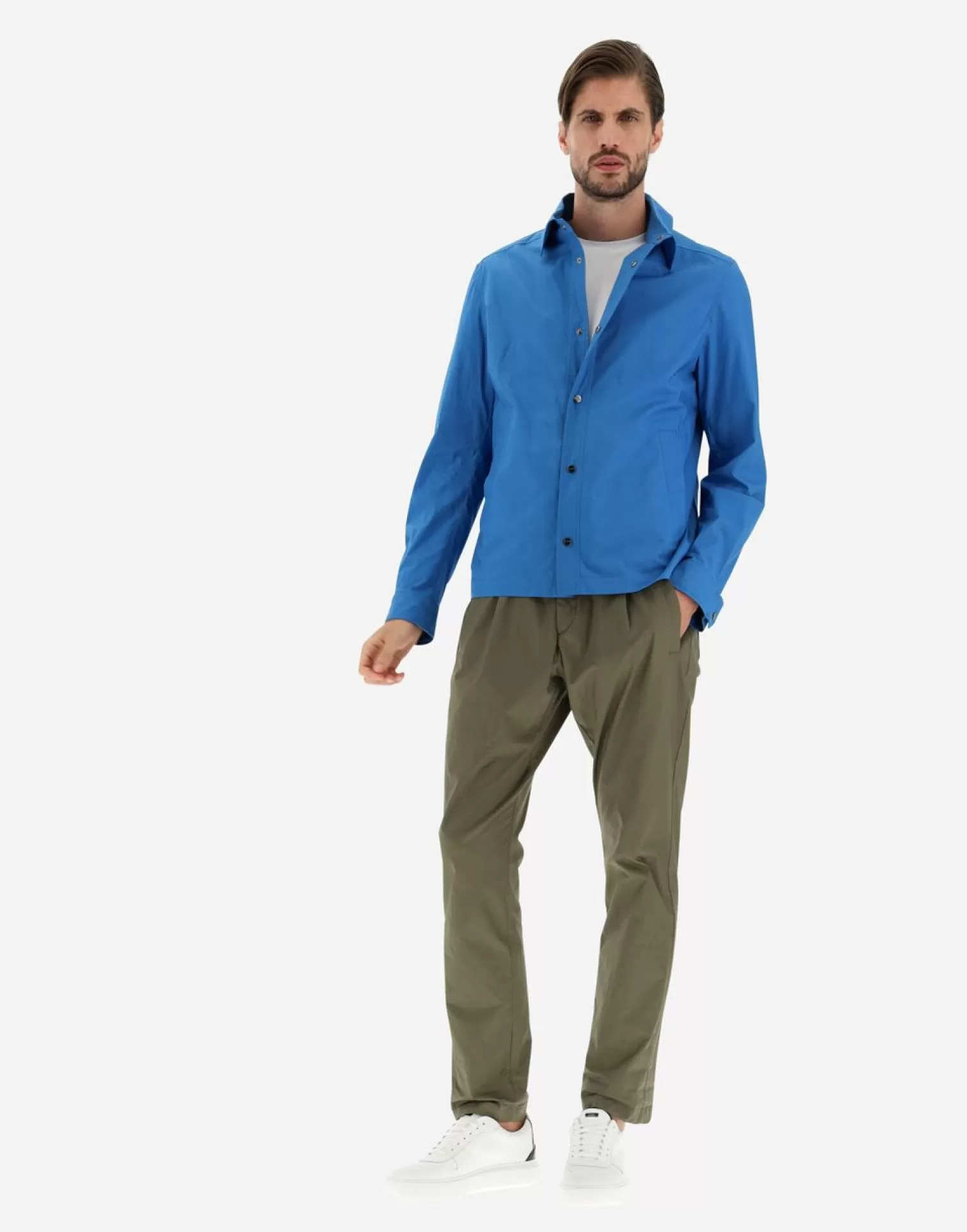 Herno Field Jacket In Light Cotton Stretch Turchese Outlet