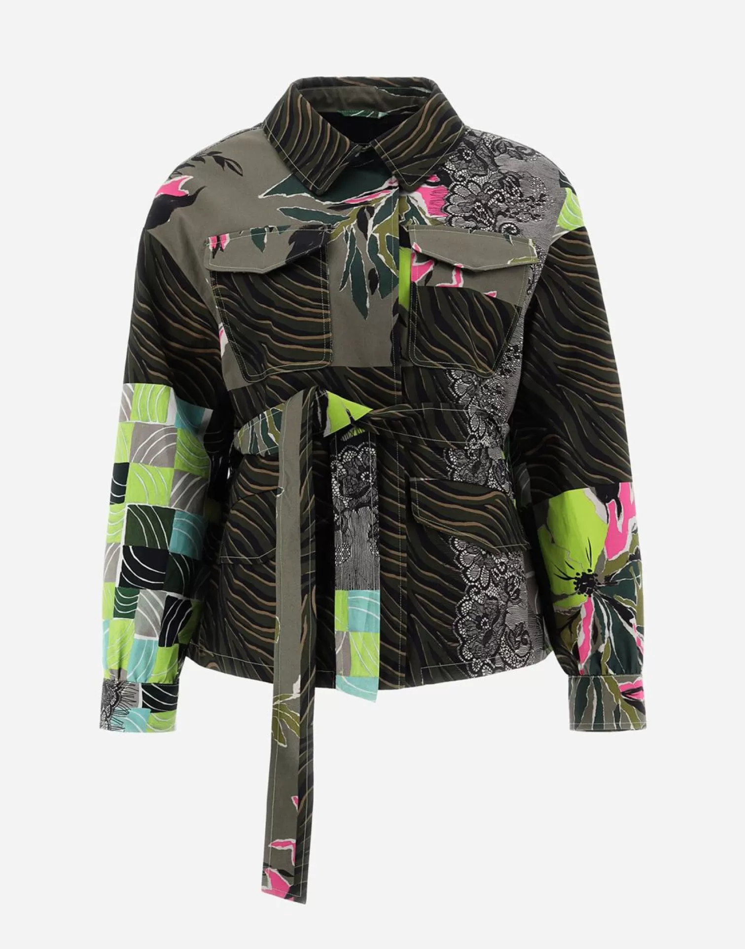 Herno Field Jacket In Safari Patch Verde/Nero Fashion