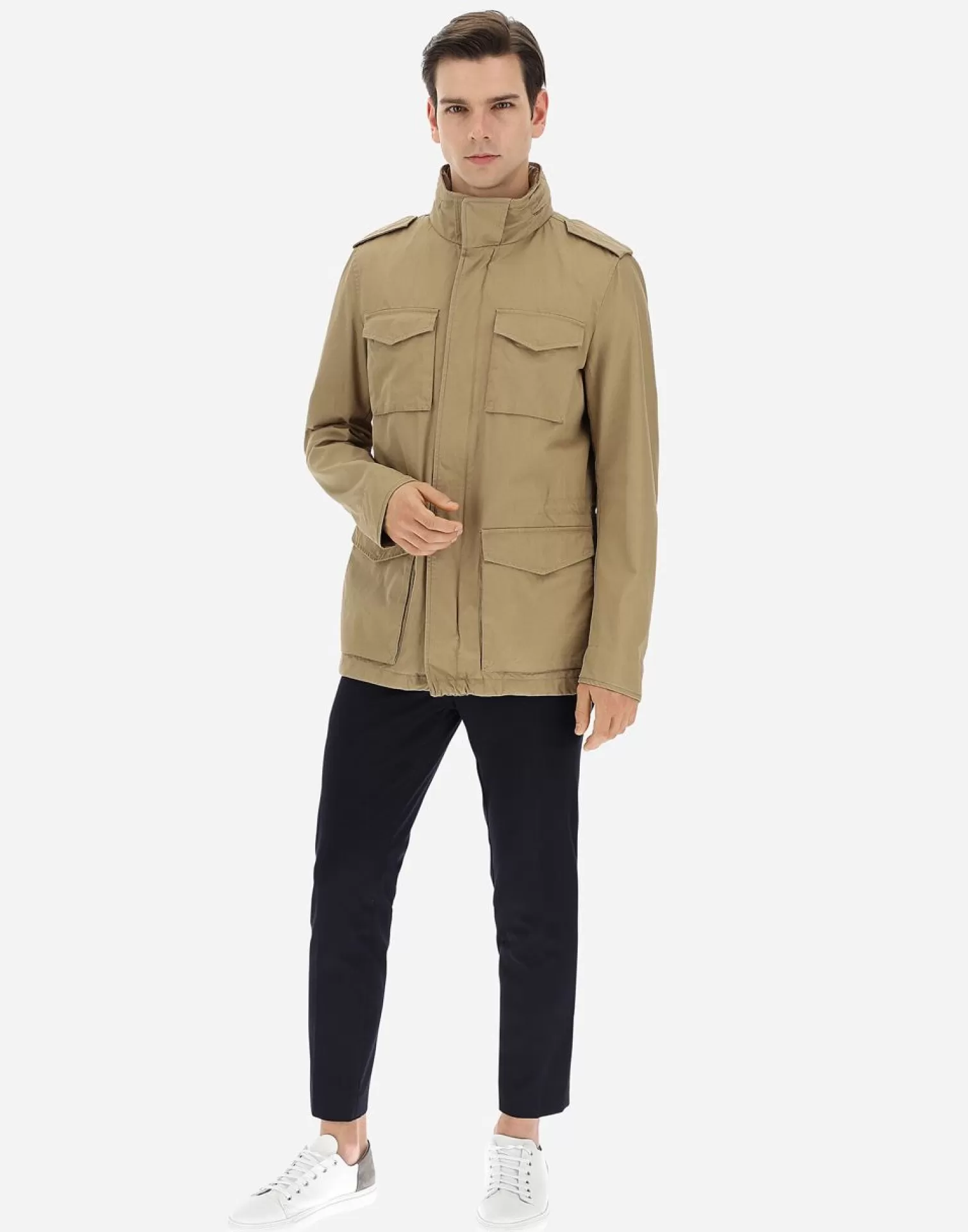 Herno Field Jacket Tigri Lavato Cammello Shop