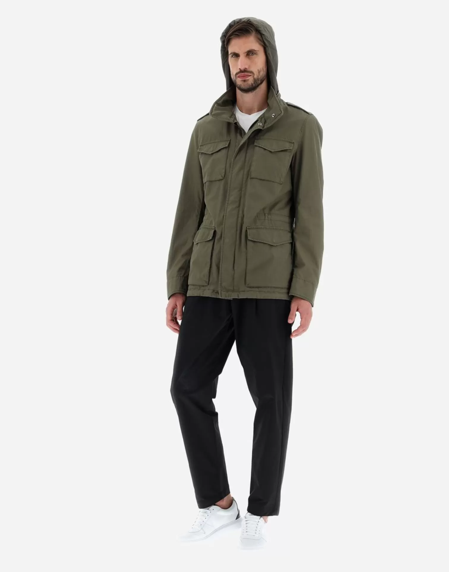 Herno Field Jacket Tigri Lavato Militare Chiaro Shop