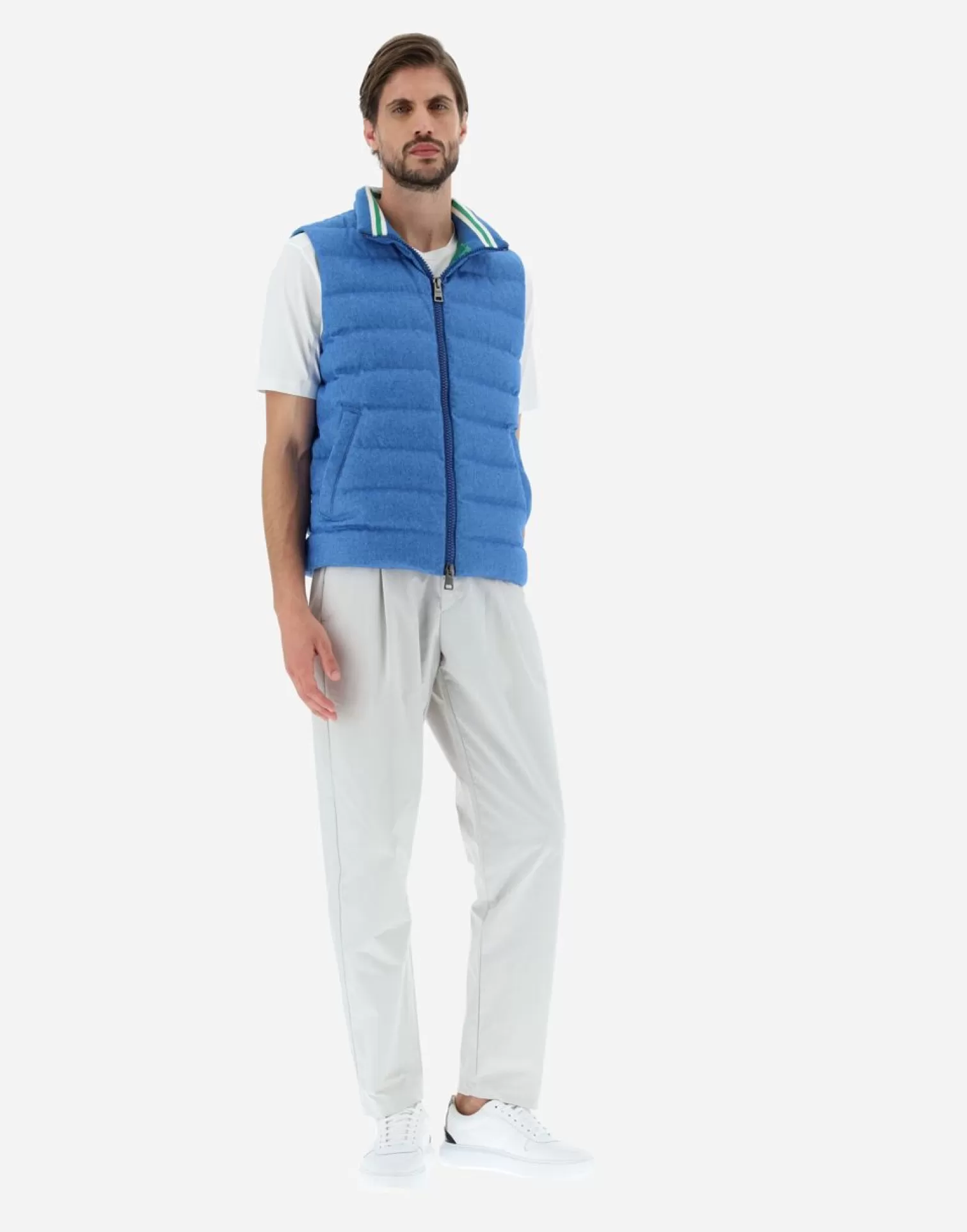 Herno Gilet In Cashmere E Seta Turchese Fashion