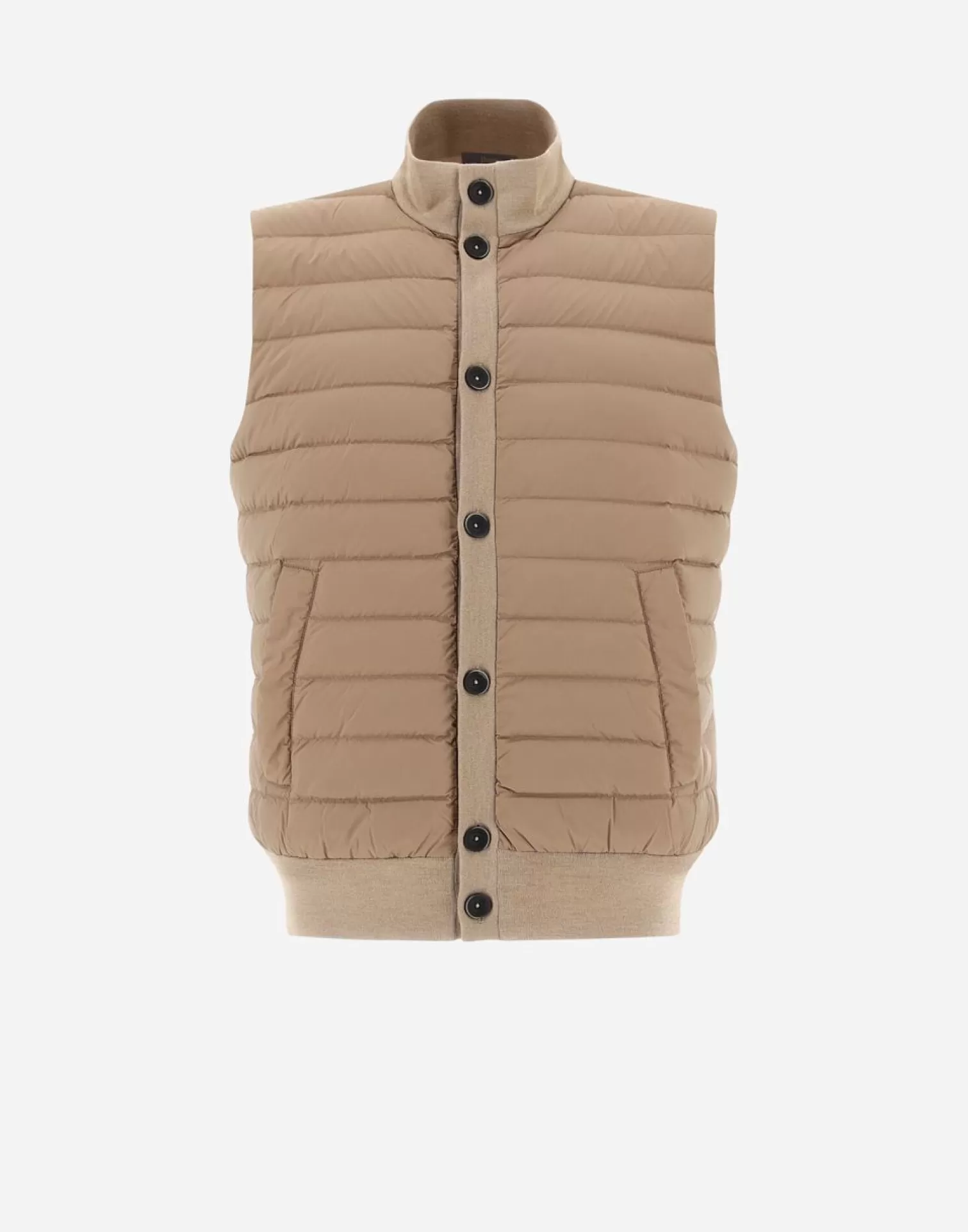 Herno Gilet In Lana Seta E Nuage Cammello/Bianco Outlet