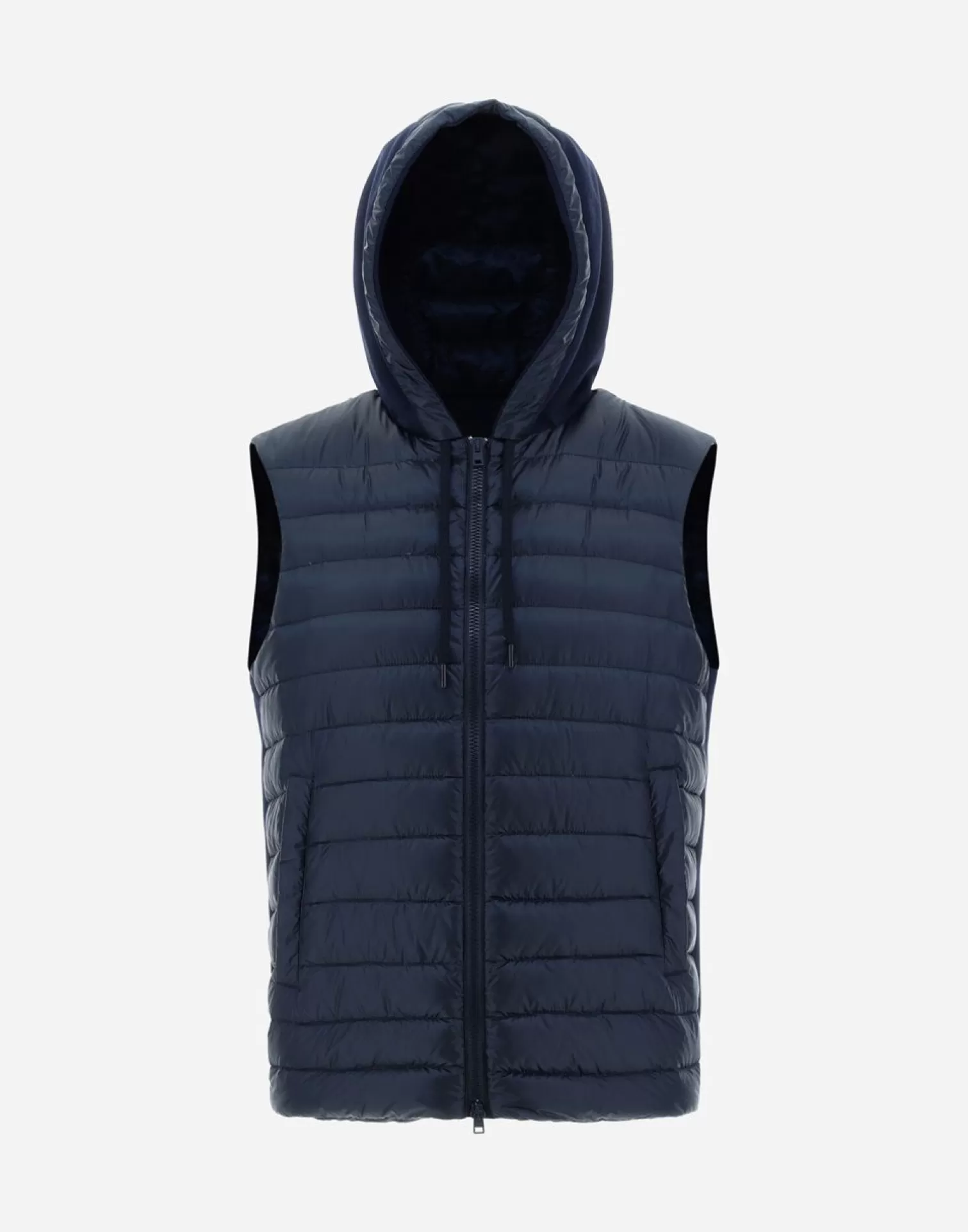 Herno Gilet In Nylon Ultralight E Felpa Blu Navy Discount