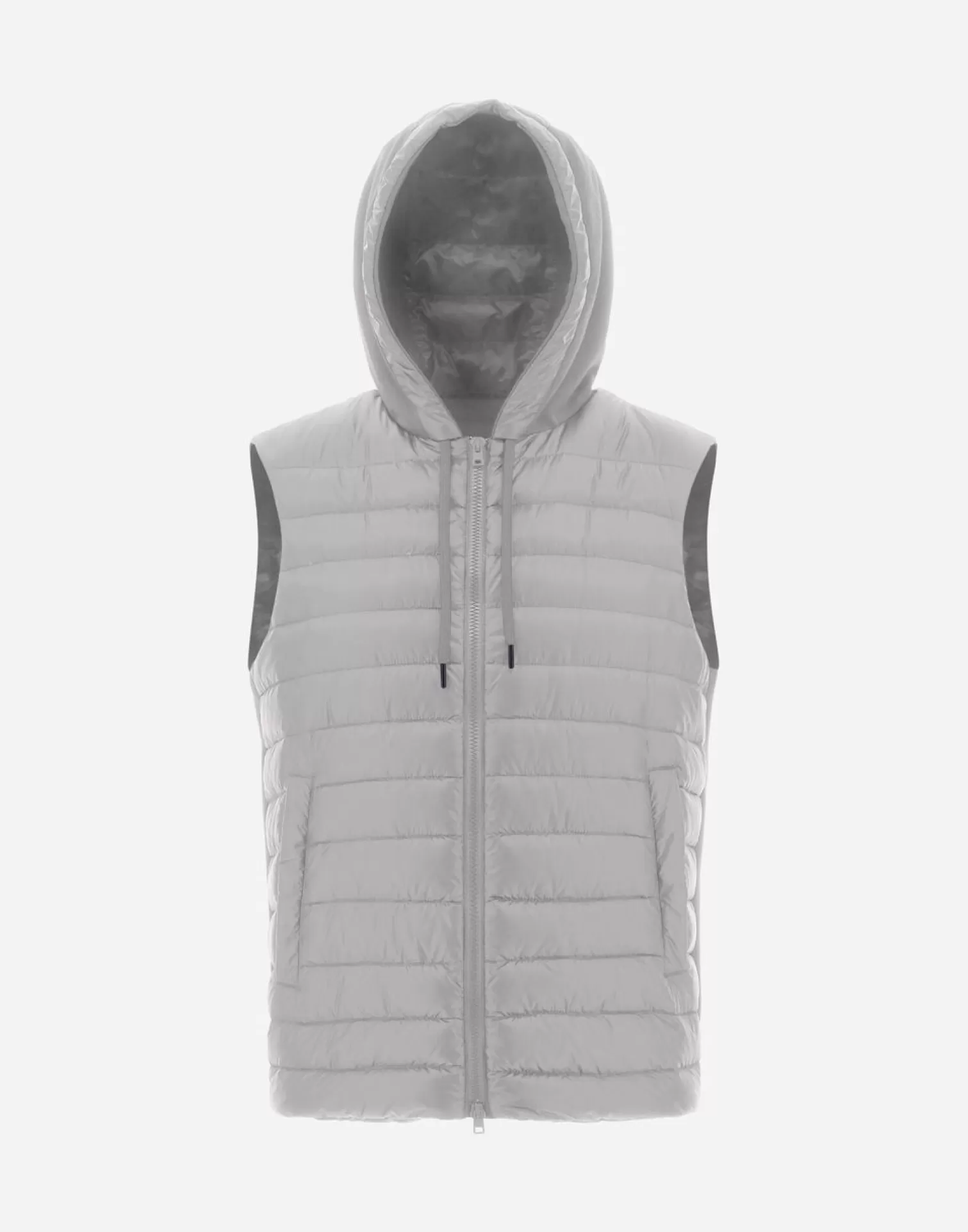 Herno Gilet In Nylon Ultralight E Felpa Grigio Chiaro Sale