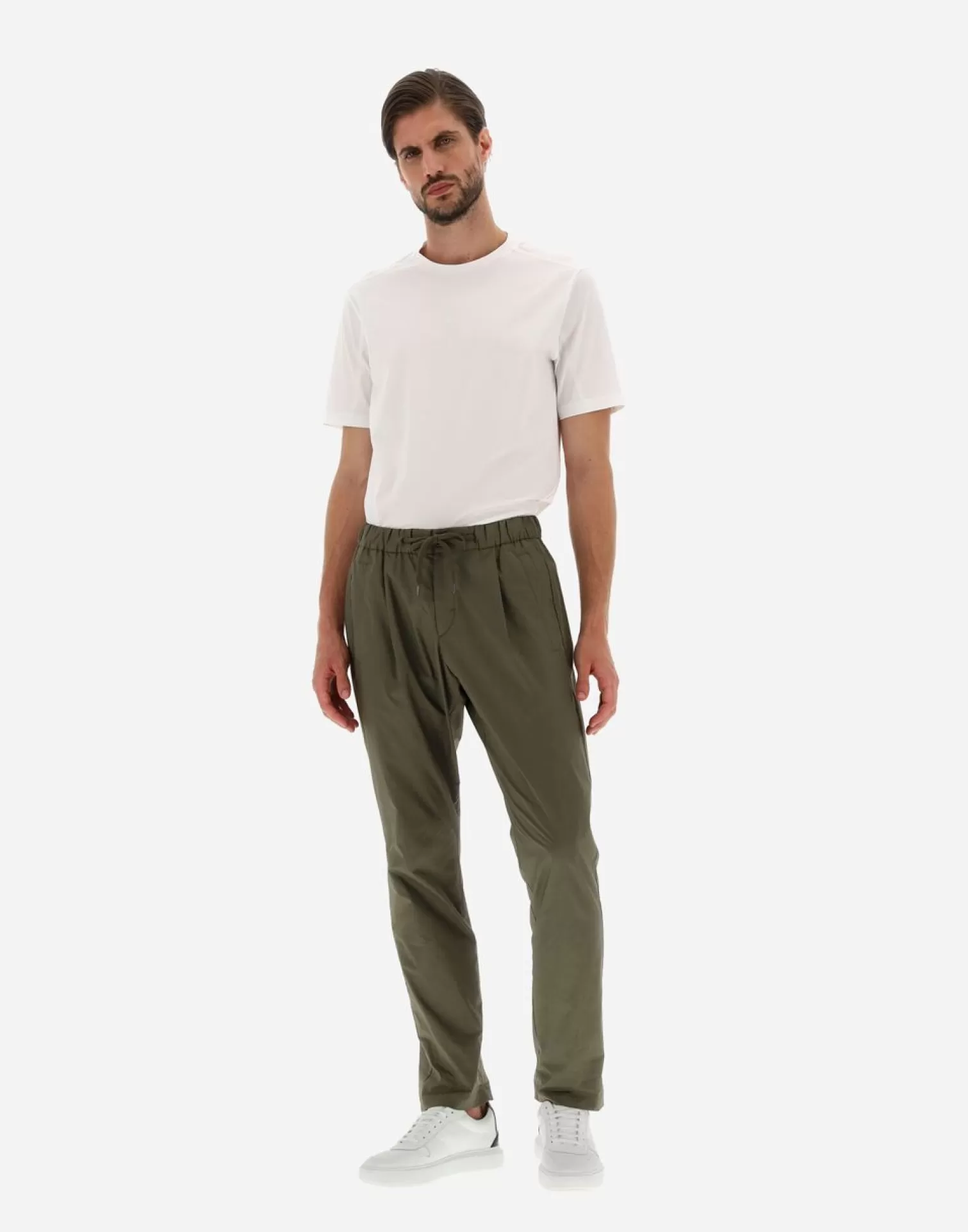 Herno Pantaloni In Light Cotton Stretch Militare Chiaro Outlet