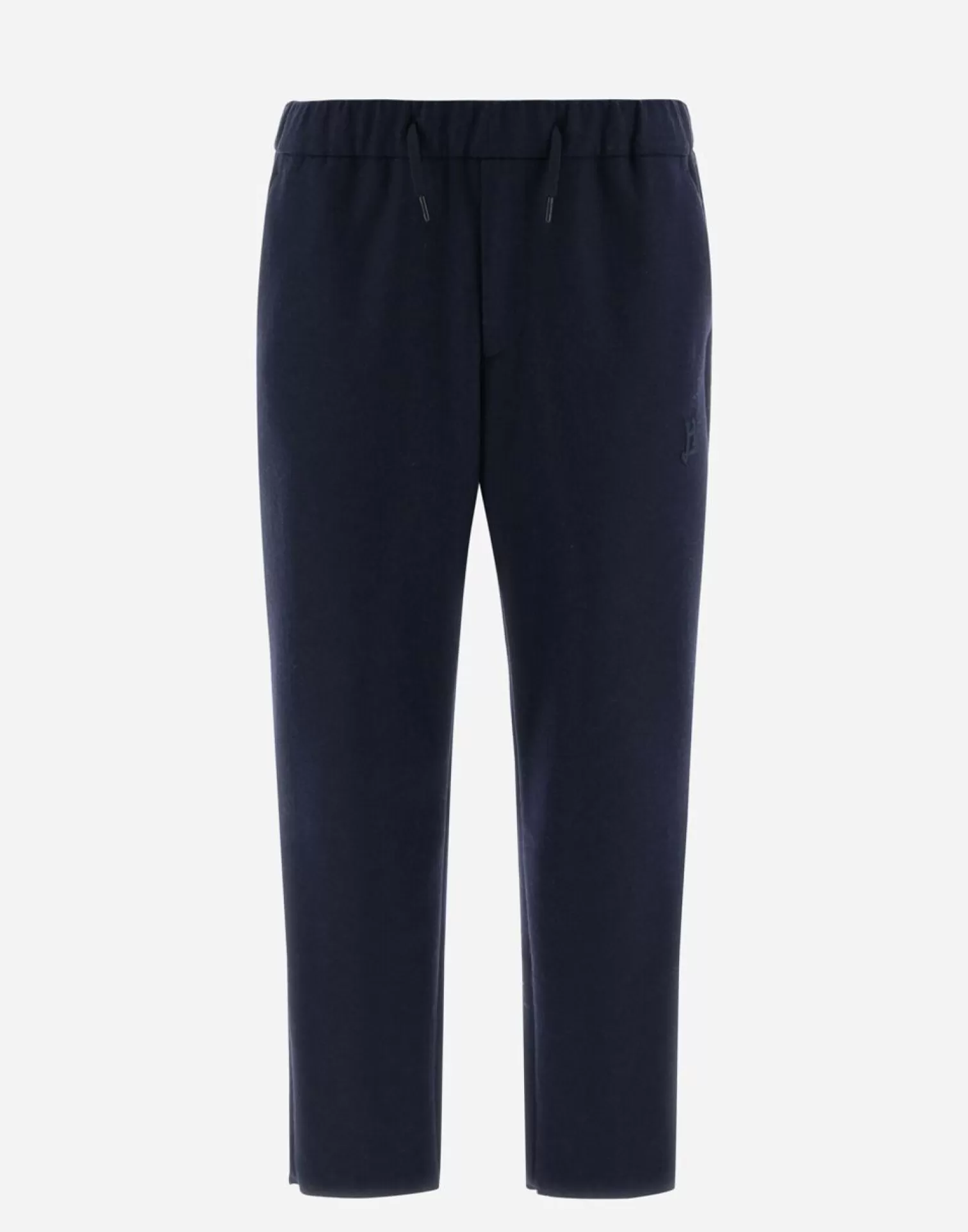 Herno Pantaloni Resort In Boiled Wool Jersey Blu Navy Fashion