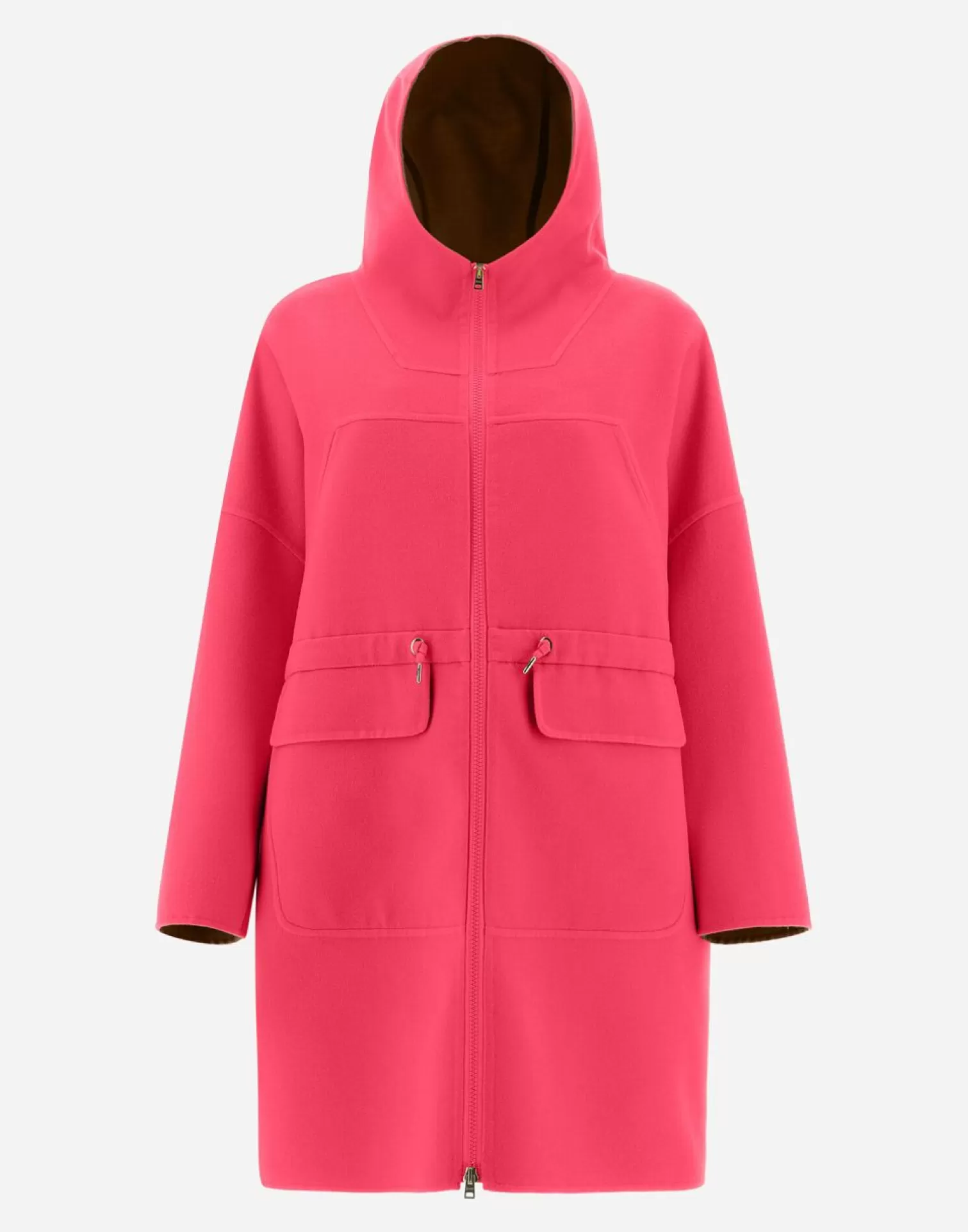 Herno Parka In Lana Double Rosa Fluo/Cammello Discount