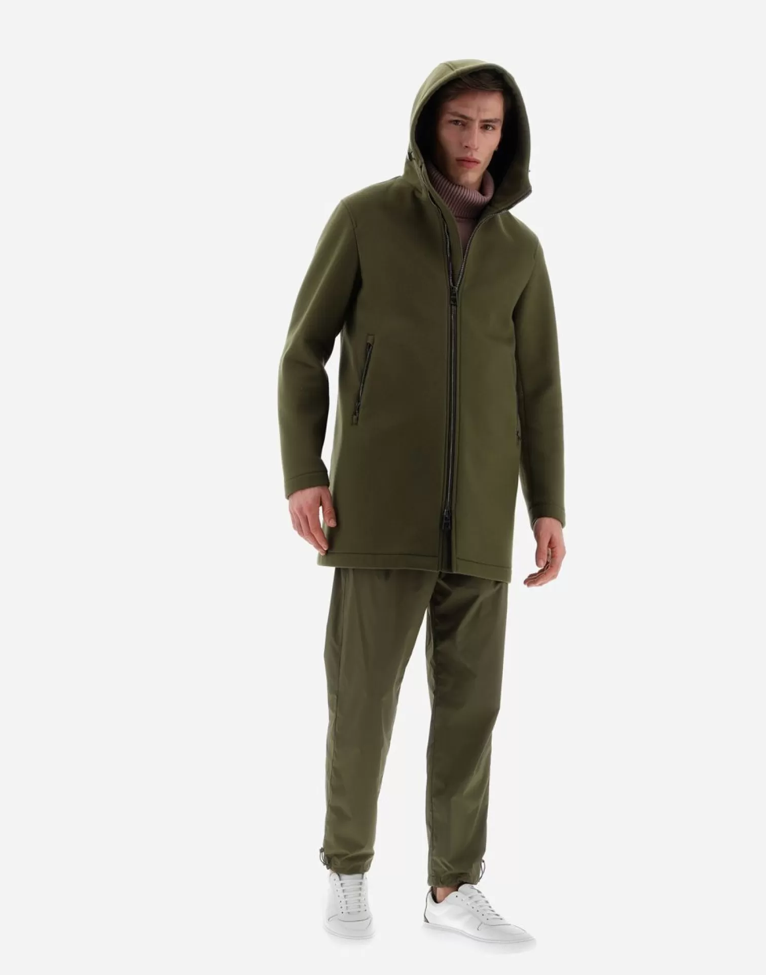 Herno Parka Resort In Mesh Wool Militare Chiaro Clearance