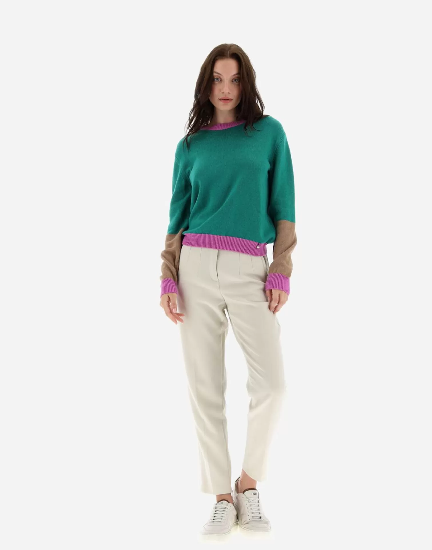 Herno Pullover In Cashmere Cloud Verde Acceso Clearance