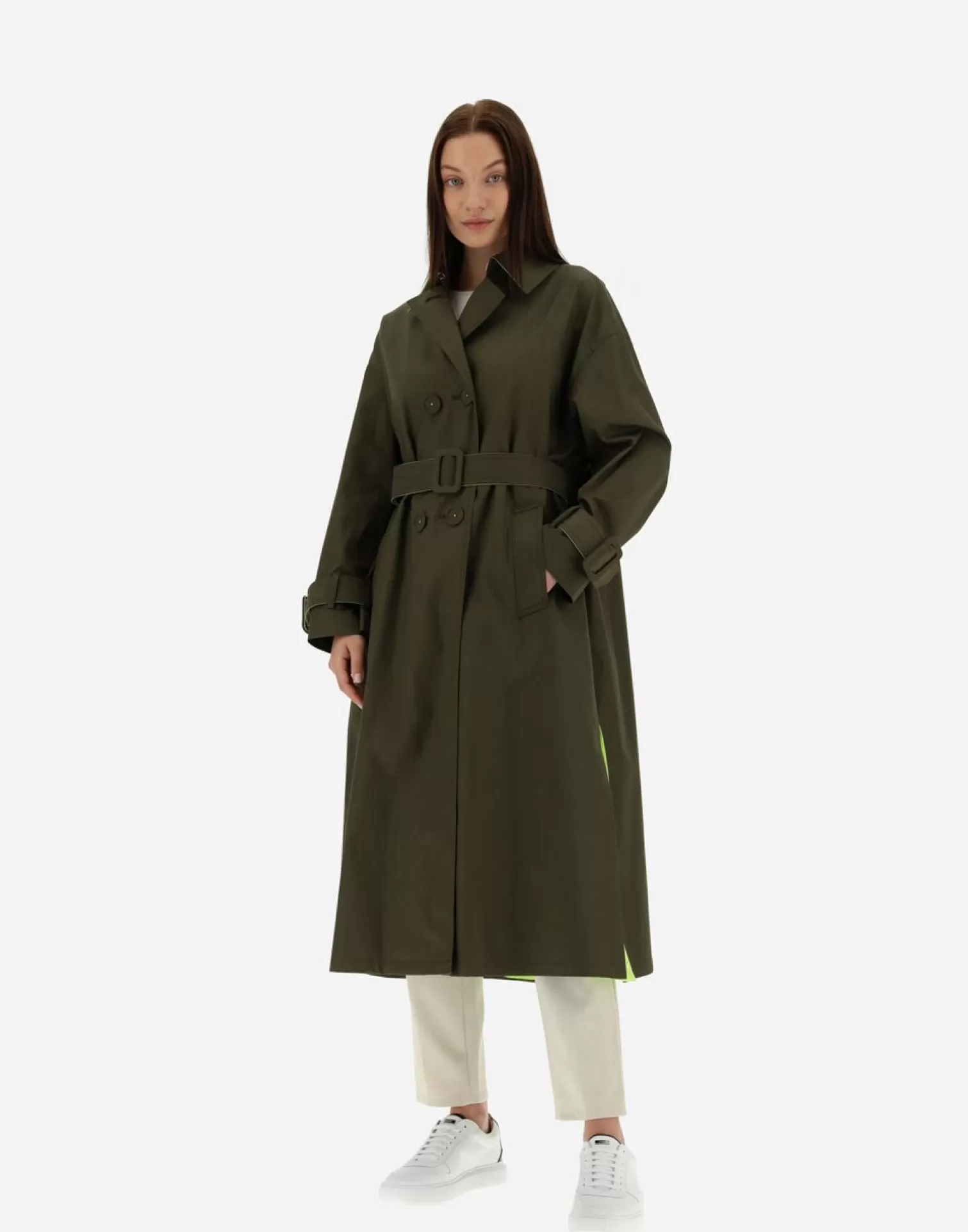 Herno Trench In Delon E Plaster Militare Chiaro New