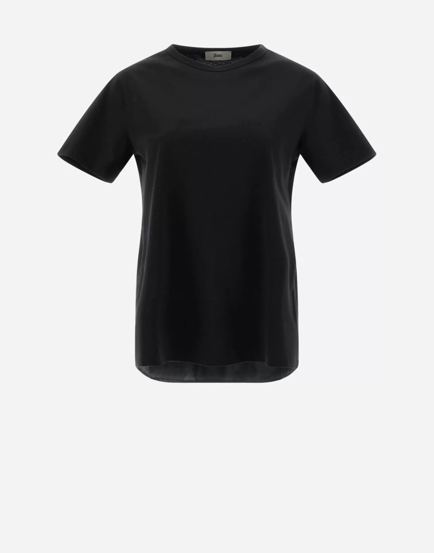 Herno T-Shirt In Chic Cotton Jersey E New Techno Taffeta' Nero Fashion