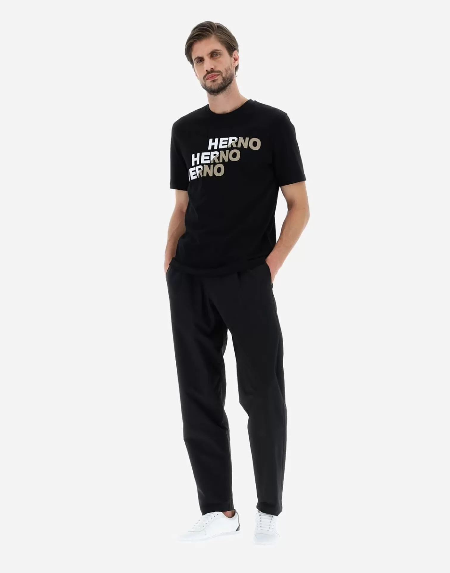 Herno T-Shirt In Compact Jersey Nero Store