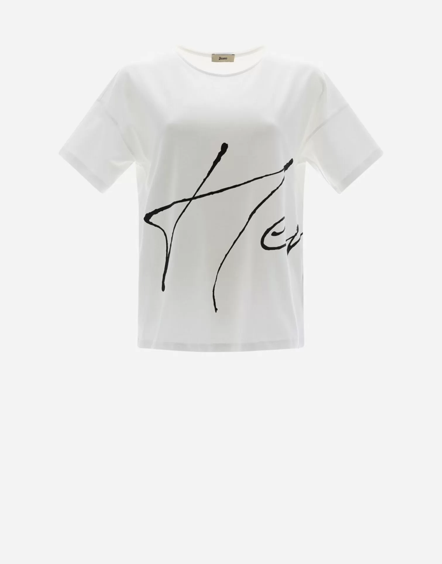 Herno T-Shirt In Interlock Jersey Con Stampa Bianco/Nero Online