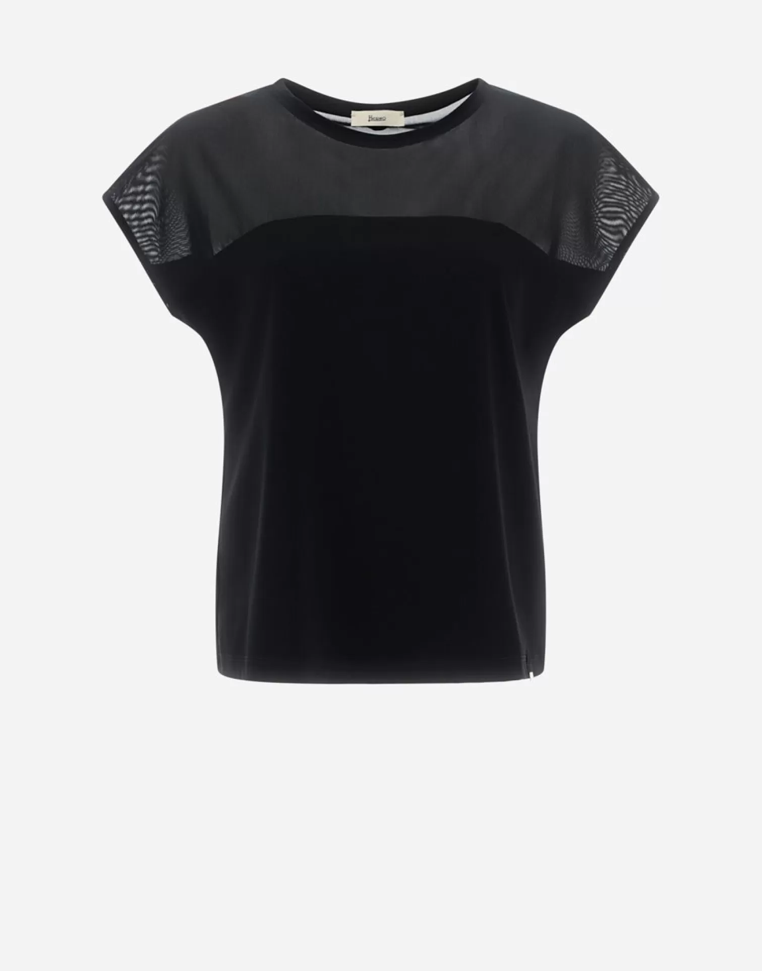 Herno T-Shirt In Light Scuba E Stretch Tulle Nero Shop