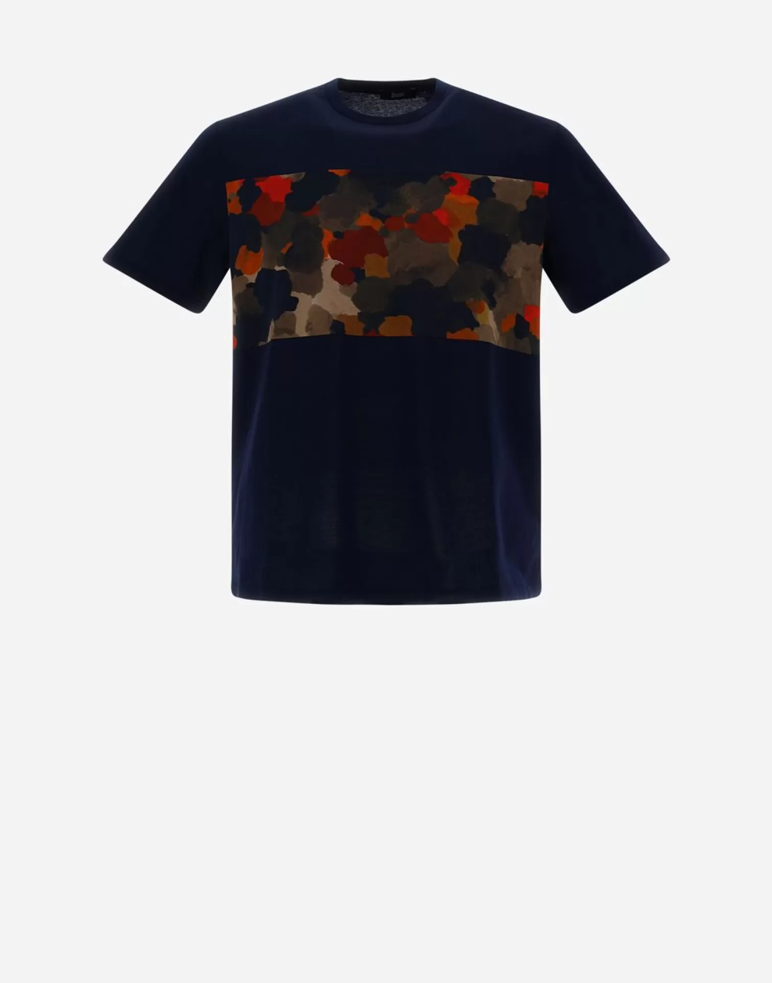 Herno T-Shirt In Superfine Cotton E Spring Camo Jersey Blu Navy Flash Sale