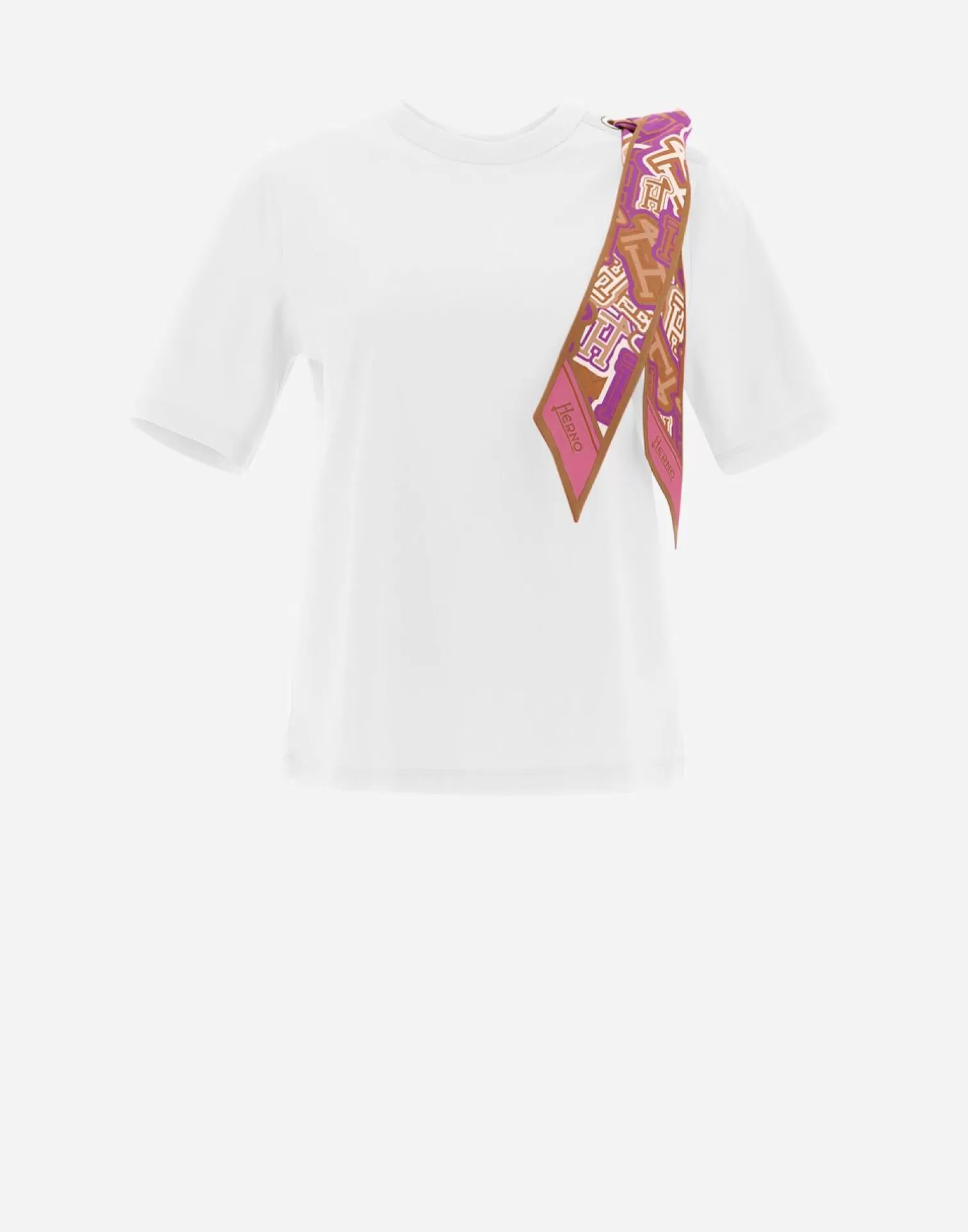 Herno T-Shirt In Superfine Cotton Stretch E Bubble Foulard Bianco Outlet