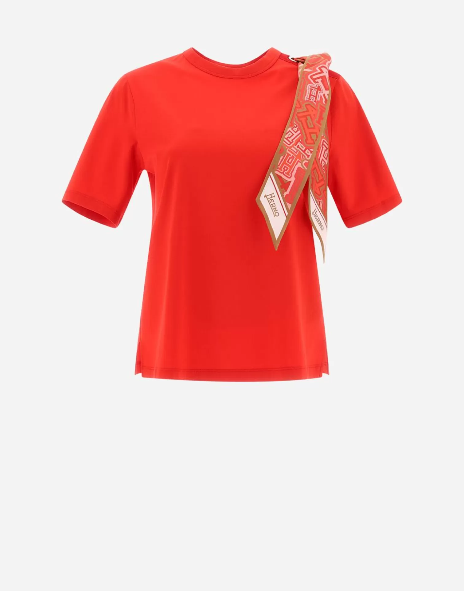 Herno T-Shirt In Superfine Cotton Stretch E Bubble Foulard Rosso Flash Sale