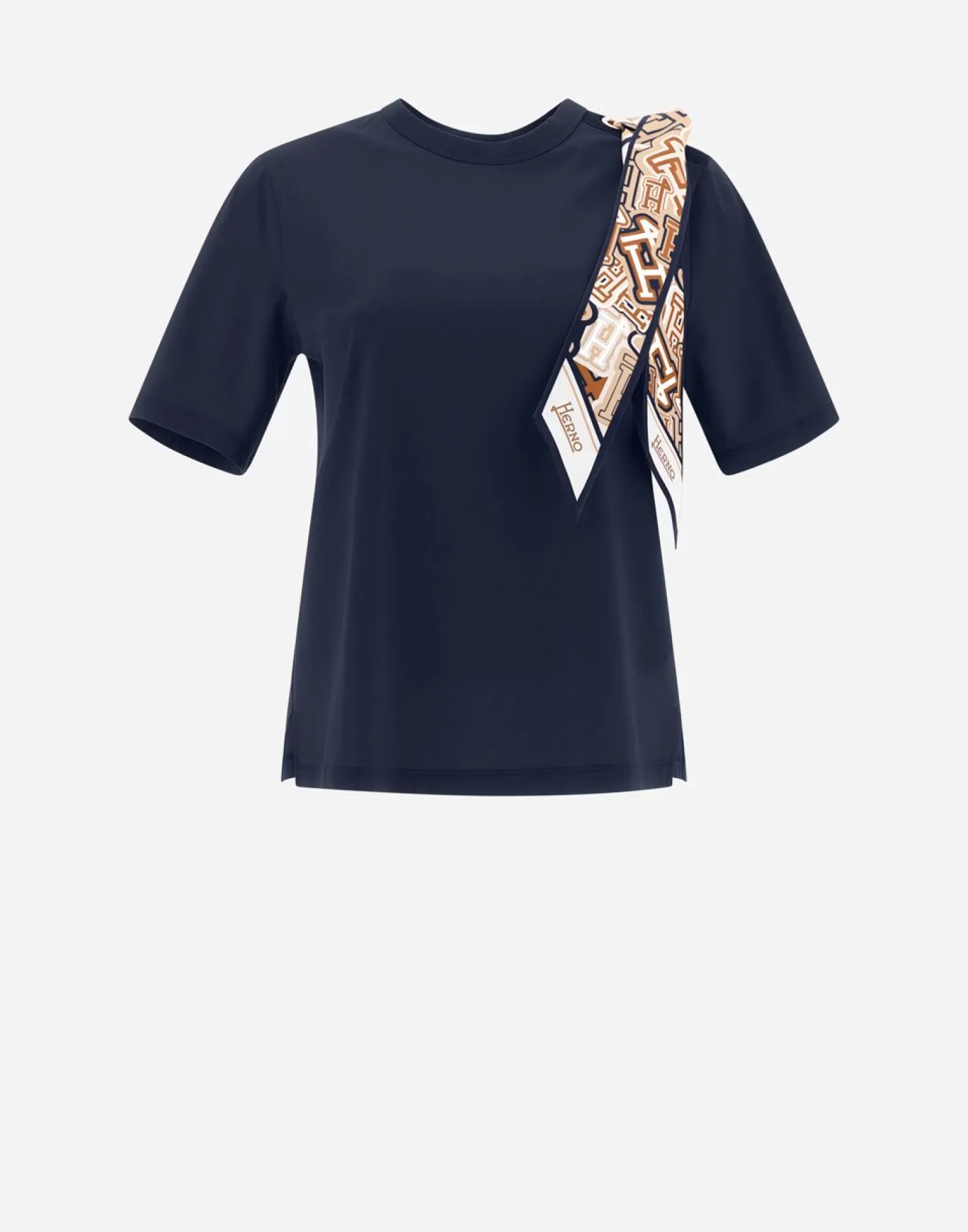 Herno T-Shirt In Superfine Cotton Stretch E Bubble Foulard Blu Navy Sale